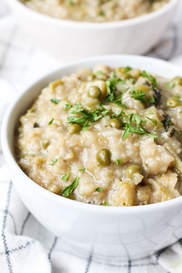 Creamy Vegetable Risotto (DairyFree) Fresh Water Peaches