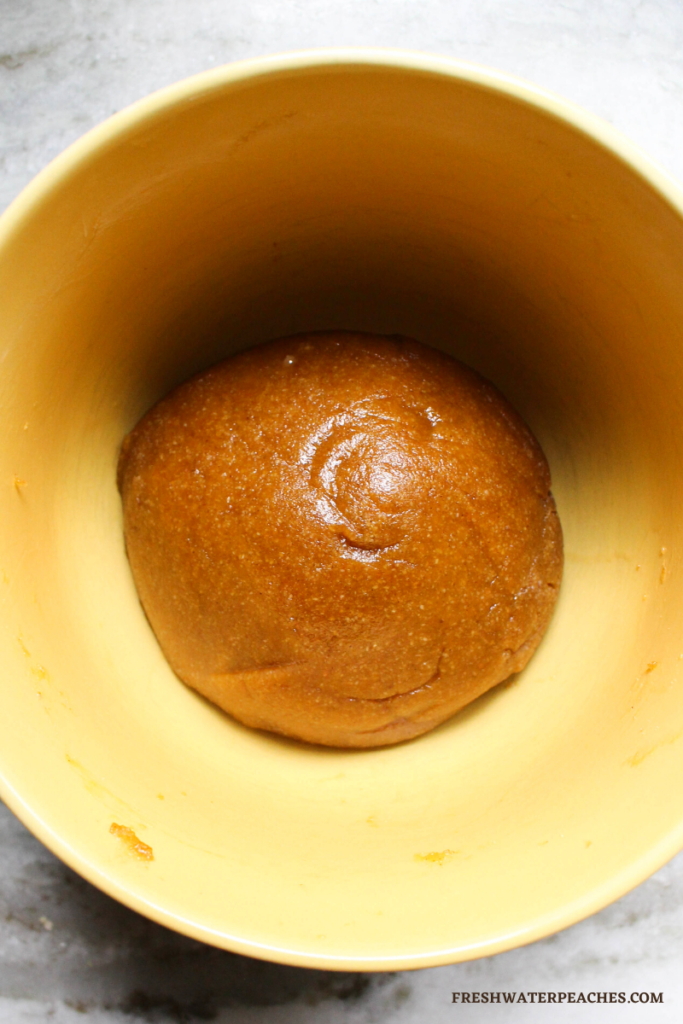 shortbread dough in bowl.