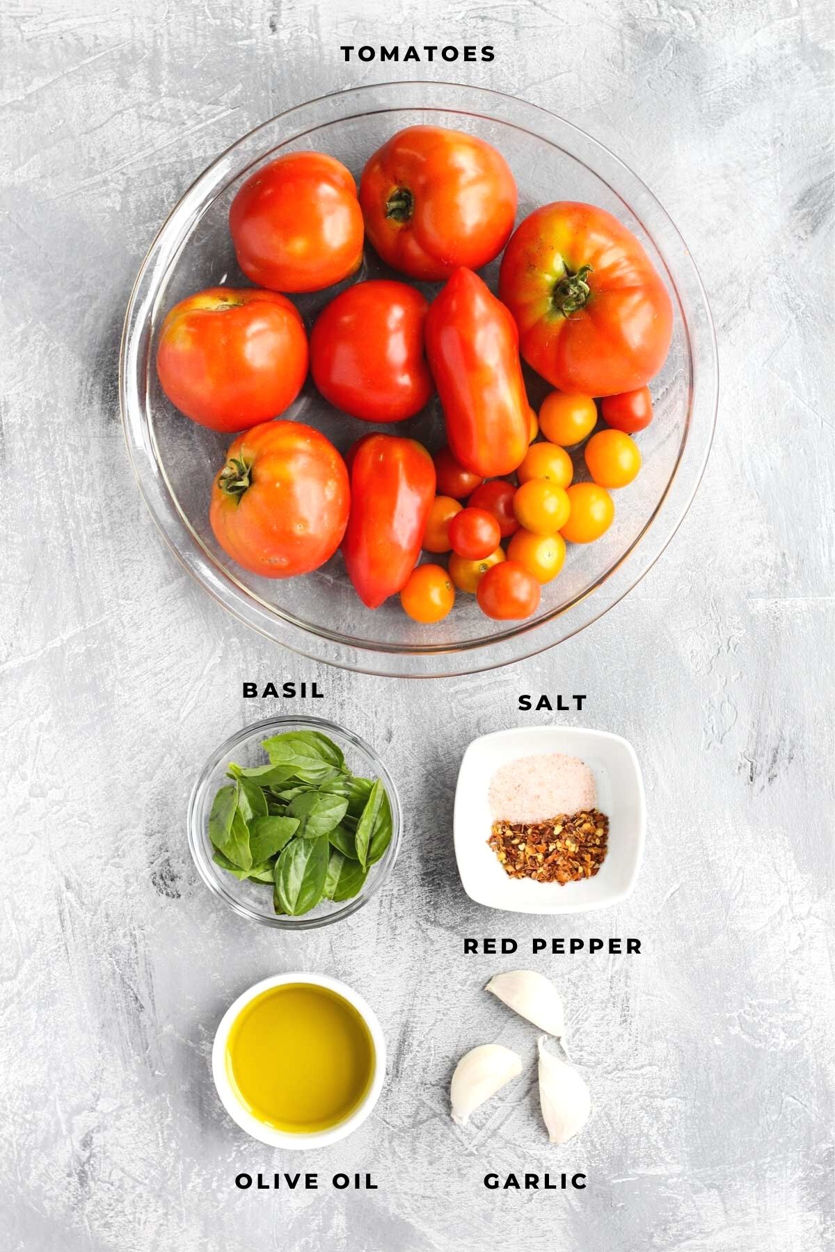 Overhead shot of sauce ingredients.