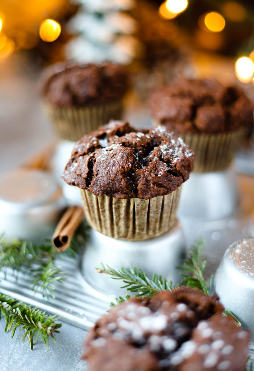 Close up picture of gingerbread muffin.