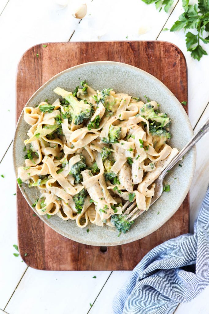 Dairy Free Chicken Alfredo with Broccoli Fresh Water Peaches