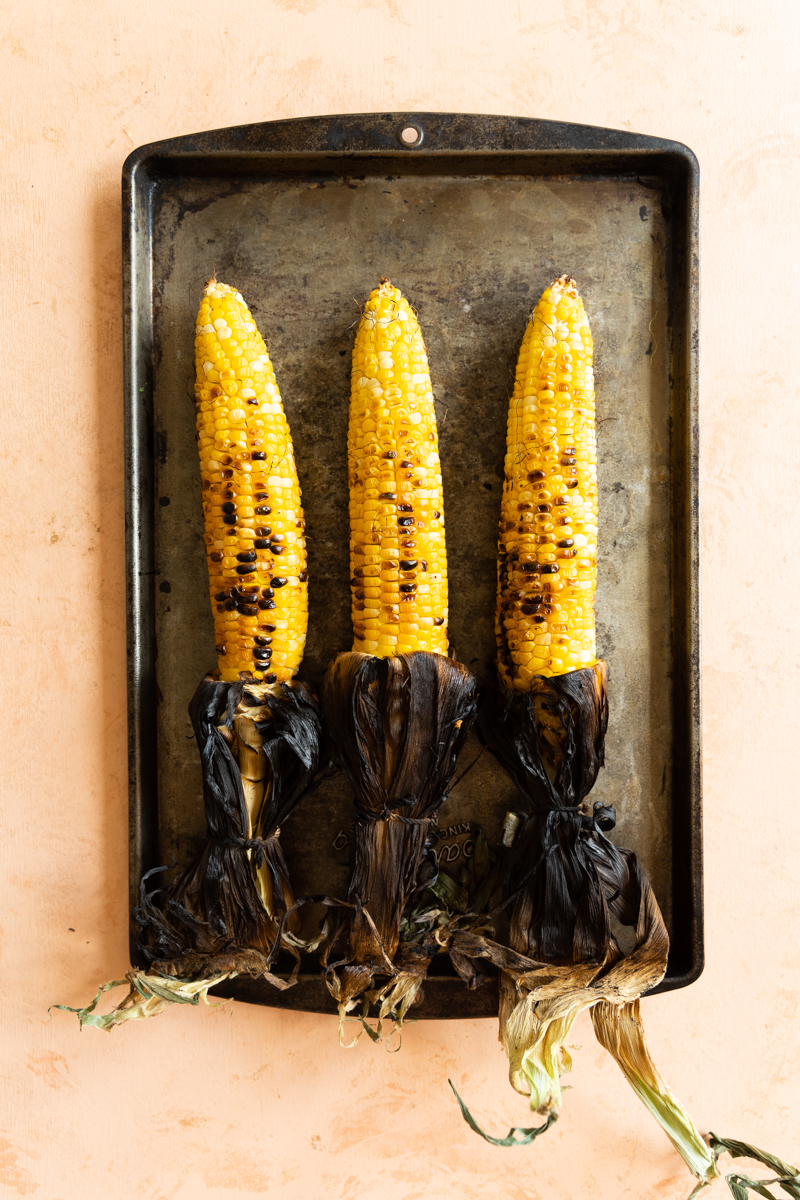 Grilled corn on the cobb.