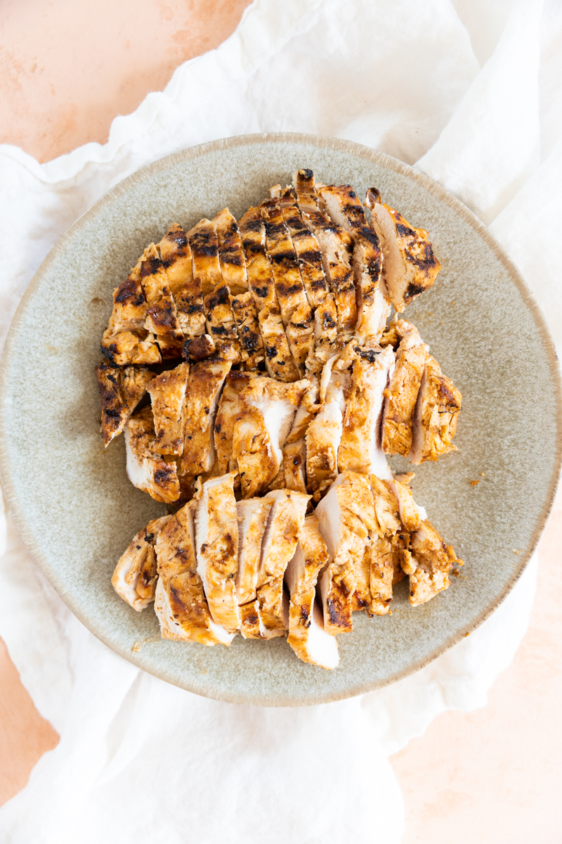 Grilled chicken on a plate.