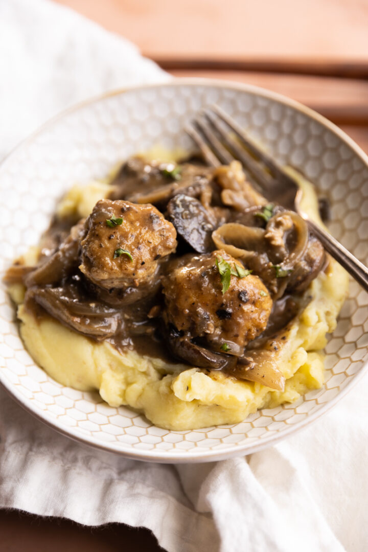 GlutenFree Chicken Meatballs and Gravy Fresh Water Peaches