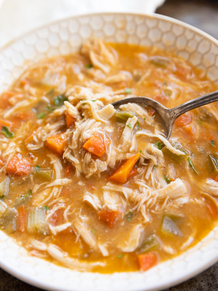 Whole30 Chicken Pot Pie Soup - Fresh Water Peaches