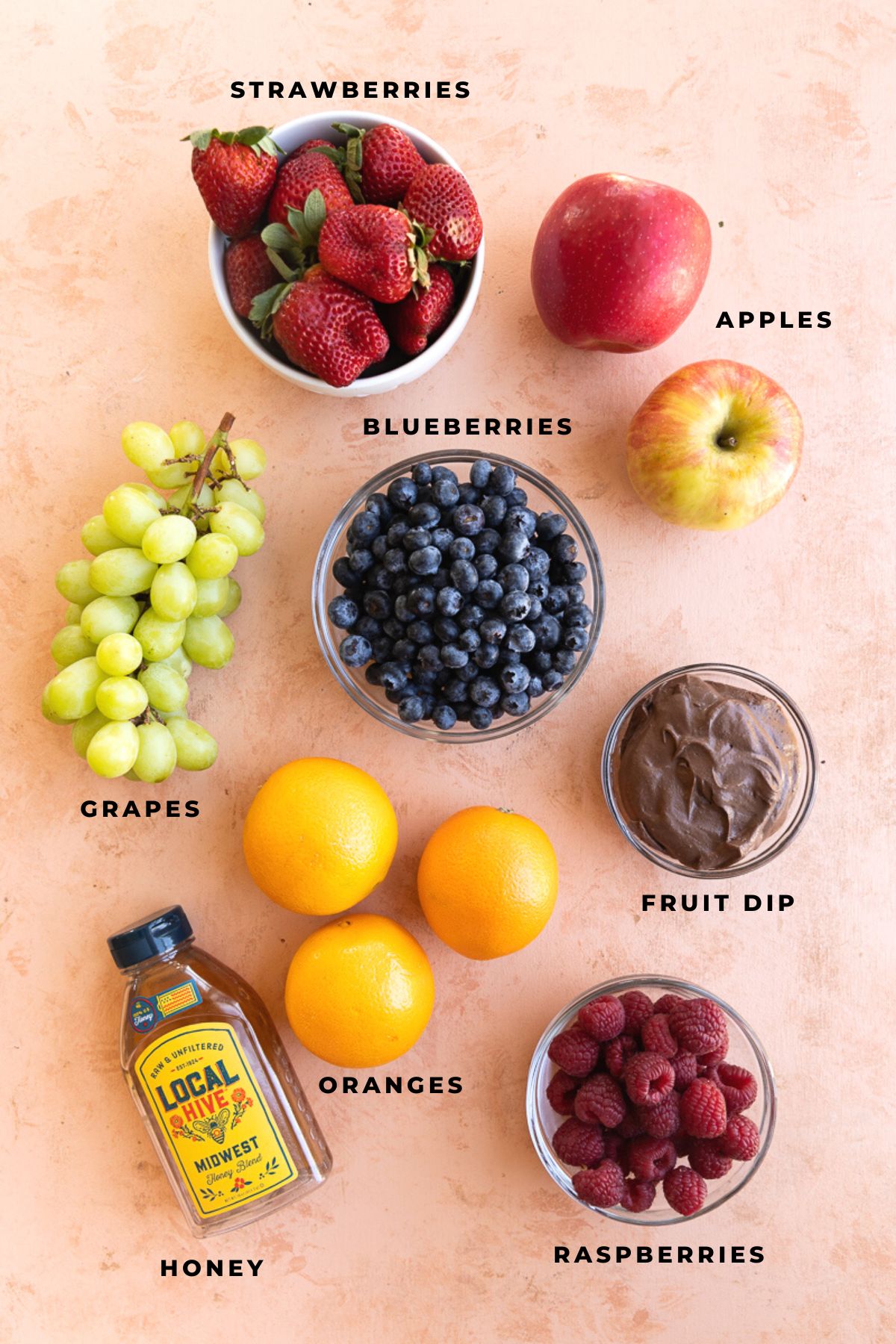 Ingredients for fruit charcuterie board.