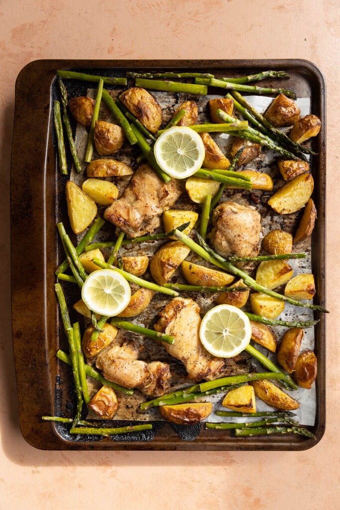 Lemon Chicken Thigh Tray Bake (Whole30) Fresh Water Peaches