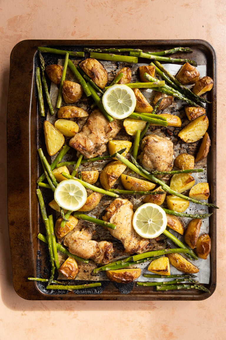 Lemon Chicken Thigh Tray Bake (Whole30) Fresh Water Peaches